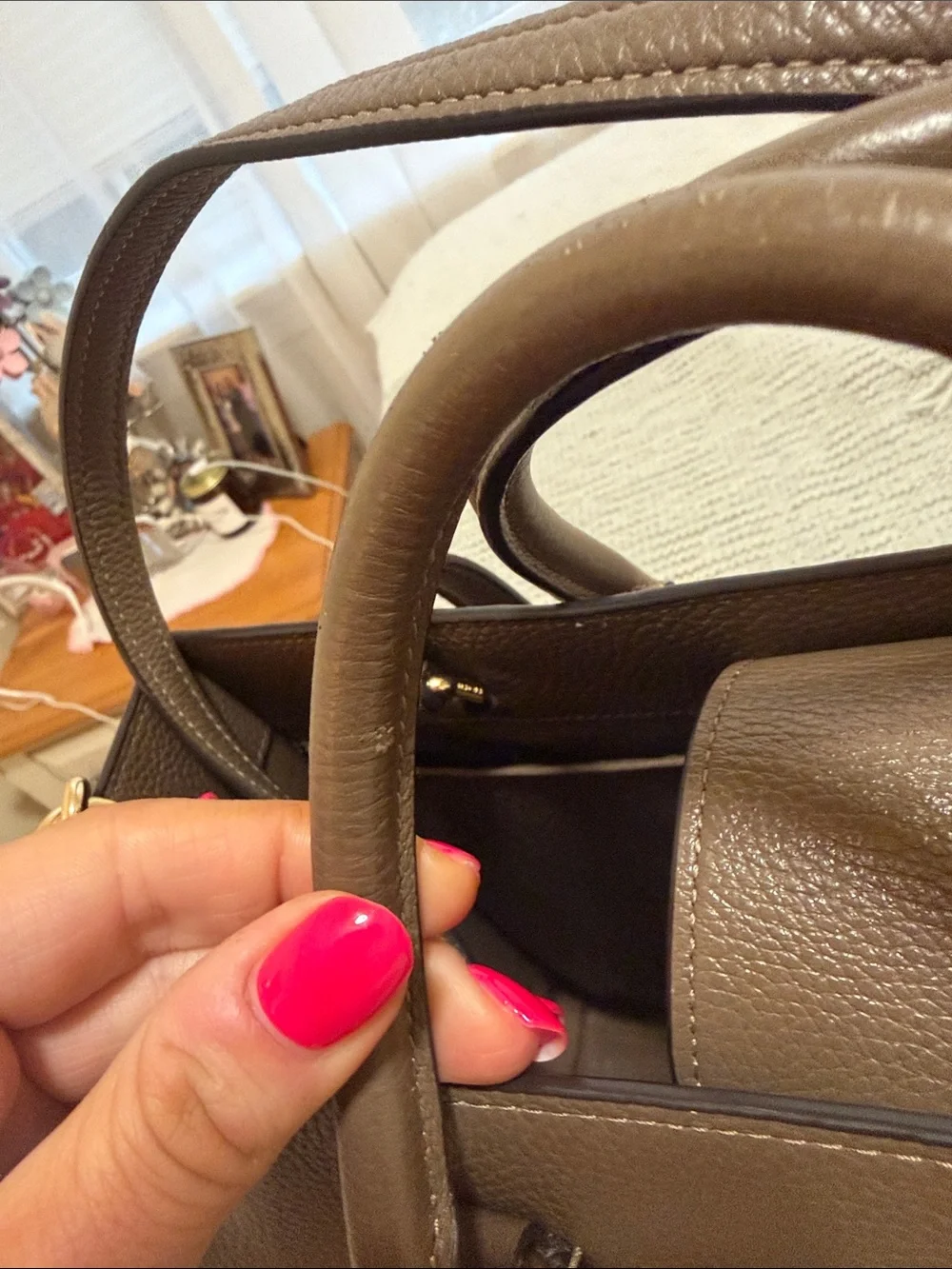 Coach Taupe Pebbled Leather Work Tote with Gold Hardware